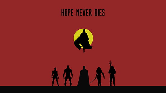 Superman, Aquaman, Flash, Justice League, 8K, Hope Never Dies, Wonder Woman, Cyborg, 4K, Batman, Minimal, Fondo de pantalla HD HD wallpaper