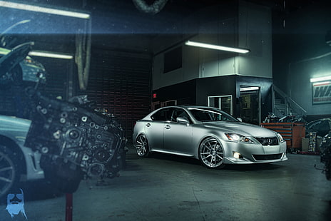 Lexus, verkstad, silverfärgad, IS 250, enhet, HD tapet HD wallpaper