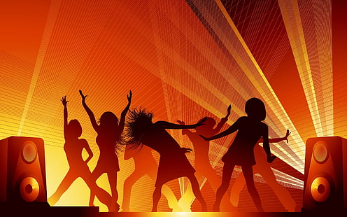 people dancing at the disco wallpaper, vector, disco, dance, girls, HD wallpaper HD wallpaper