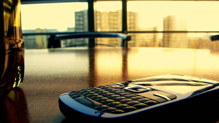 Blackberry HD, jeżyna, krzesło, coca-cola, zachód słońca, Tapety HD