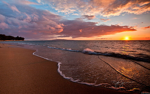 przyroda, morze, zachód słońca, światło słoneczne, niebo, horyzont, Tapety HD HD wallpaper