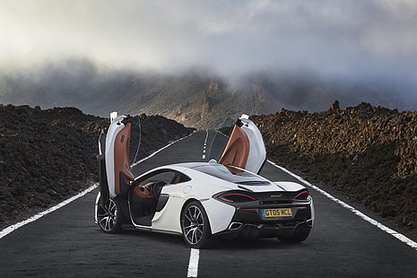 белый, McLaren, двери, суперкар, суперкар, открытый, шикарный, 570GT, HD обои HD wallpaper