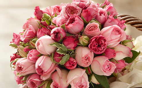 цветя, рози, розово, букет, цветя, рози, розово, букет, HD тапет HD wallpaper