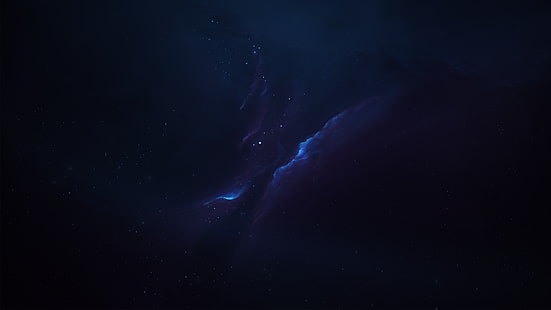 espace, galaxie, étoiles, lune, nébuleuse, bleu, Fond d'écran HD HD wallpaper