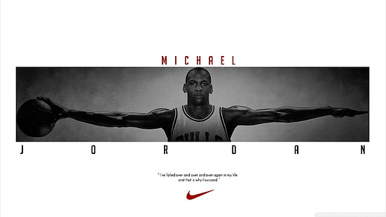 Michael Jordan, cytat, białe tło, typografia, Chicago Bulls, Tapety HD HD wallpaper