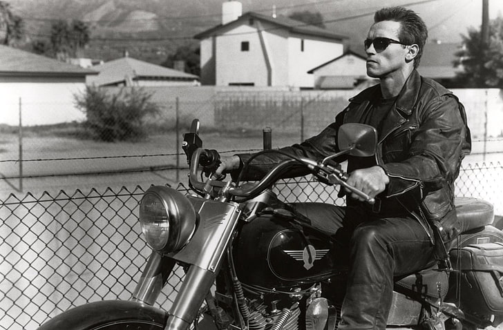 zdjęcie w skali szarości Arnolda Schwarzeneggera, Terminatora, Terminatora 2: Judgement Day, Arnolda Schwarzeneggera, The Terminator, Tapety HD