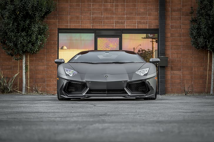 Lamborghini, Front, Aventador, Face, LP 700-4, VAG, Graphite, HD wallpaper