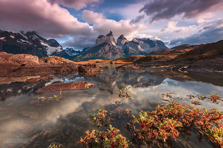 bruna berg, Chile, Sydamerika, Patagonien, februari, Andesbergen, Nordenskjöld-sjön, nationalpark Torres del Paine, HD tapet