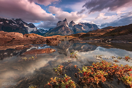montagnes brunes, Chili, Amérique du Sud, Patagonie, février, montagnes des Andes, lac de Nordenskjöld, parc national Torres del Paine, Fond d'écran HD HD wallpaper