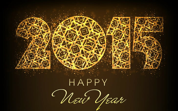 Szczęśliwego Nowego Roku 2015 Złoty, 2015, Nowy Rok, Szczęśliwy, Złoty, Tapety HD