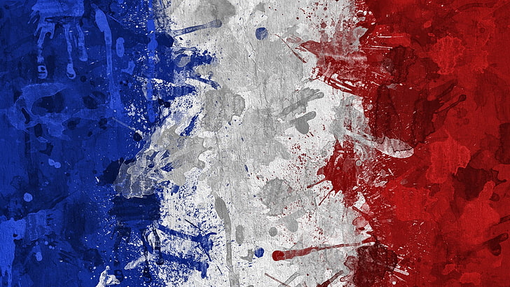 Francia, azul, blanco, rojo, bandera, pintura, ilustraciones, bandera francesa, Fondo de pantalla HD