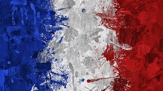 France, blue, white, red, flag, painting, artwork, Flag French, HD wallpaper HD wallpaper