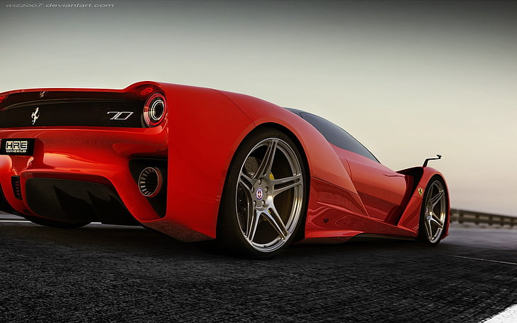 bingkai tempat tidur mobil merah dan hitam, Ferrari, mobil merah, kendaraan, ferrari f70, Wallpaper HD