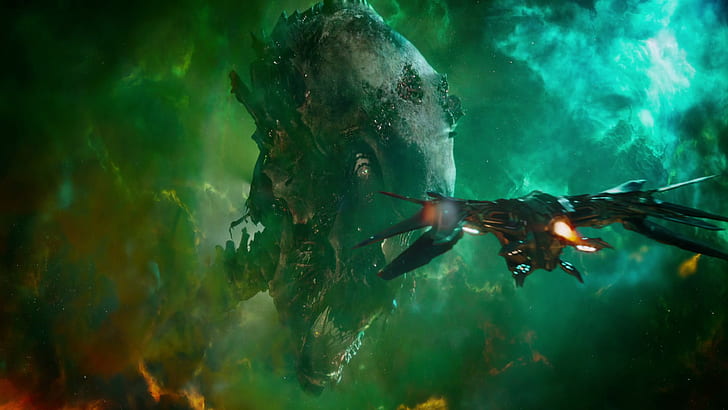 Guardianes de la Galaxia Marvel Spaceship Green HD, películas, verde, la maravilla, galaxia, nave espacial, guardianes, Fondo de pantalla HD