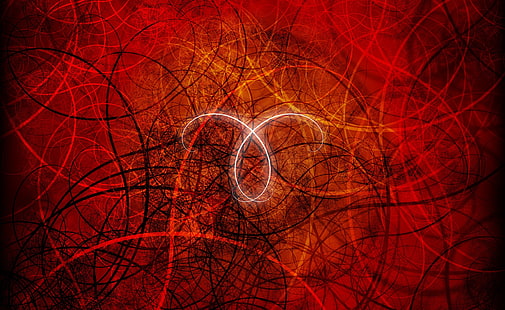 رمز برج الحمل ، خلفية خطوط سوداء وحمراء ، فنية ، مجردة ، رمز ، برج الحمل، خلفية HD HD wallpaper