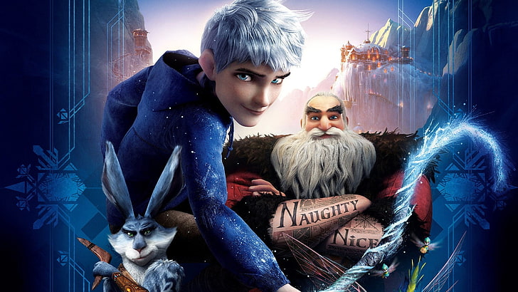 Jack Frost, cartoon, fantasy, DreamWorks, Santa Claus, The Easter Bunny, Jack Frost, The tooth fairy, Rise Of The Guardians, HD wallpaper