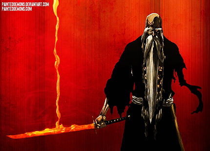 Bleach цифровые обои, Bleach, Genryūsai Shigekuni Yamamoto, меч, борода, HD обои HD wallpaper