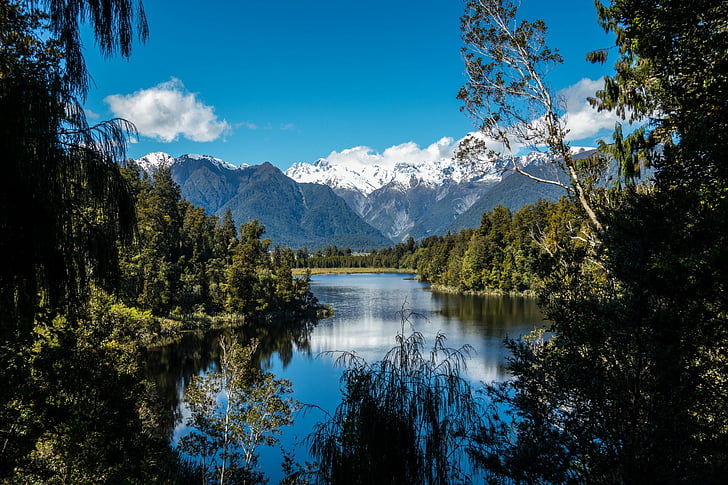 Jeziora, jezioro Matheson, Aoraki / Mount Cook, jezioro, krajobraz, góry, wyspa południowa (Nowa Zelandia), Alpy Południowe, Tapety HD