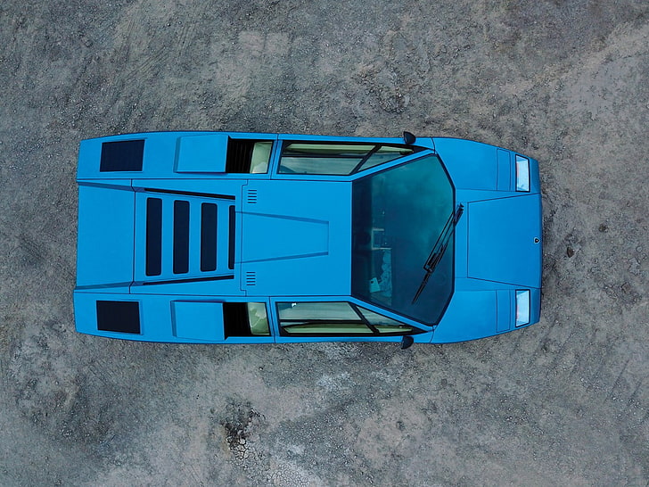 Lamborghini Countach, carro clássico, carros azuis, HD papel de parede