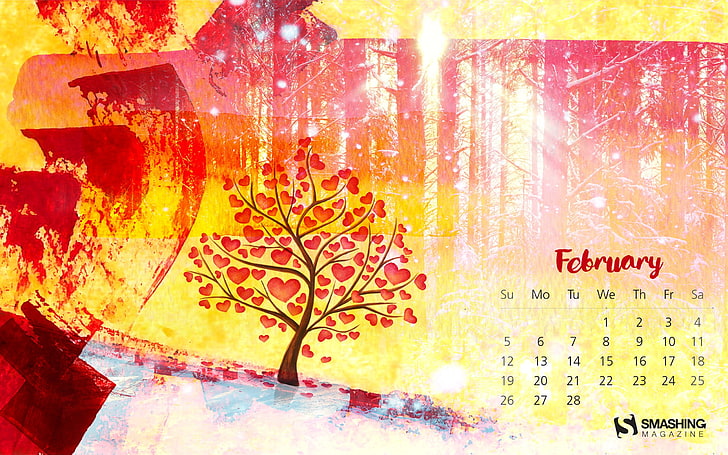 Love In Winter-February 2017 Calendar Wallpaper, HD wallpaper