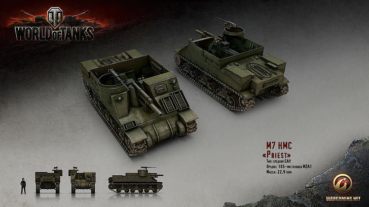 World of Tanks, танк, бойни игри, M7 Priest, видео игри, HD тапет