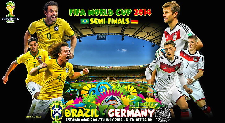 ブラジル-ドイツセミファイナルワールドカップ2014、スポーツ、サッカー、アディダス、チャンピオンズリーグ、ナイキ、FIFAワールドカップ2014、ブラジル、ブラジル2014、ネイマーブラジル、メストオジル、ワールドカップブラジル2014、ドイツワールドカップ、ドイツ、ハルクブラジル、セレカオ、デビッドルイス、FCバイエルン、トーマスミュラー、準決勝ワールドカップ2014、 HDデスクトップの壁紙
