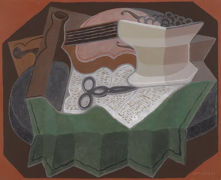 цигулка, Ножици, грозде, 1926, Хуан Грис, HD тапет