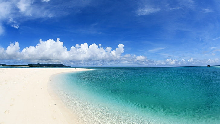 البحر الأزرق ، الشاطئ ، السماء ، البحر، خلفية HD