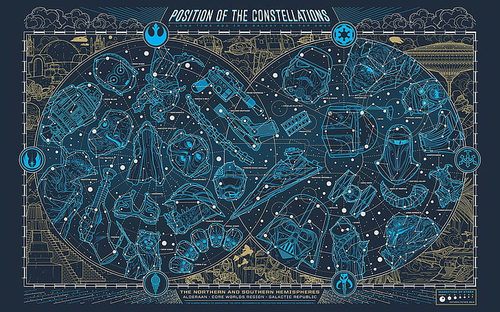 position of the constellations illustration, Star Wars, HD wallpaper