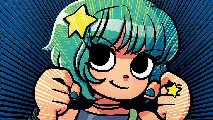 personagem de anime feminina de cabelos verdes, Scott Pilgrim, Ramona Flowers, histórias em quadrinhos, Scott Pilgrim vs. the World, HD papel de parede