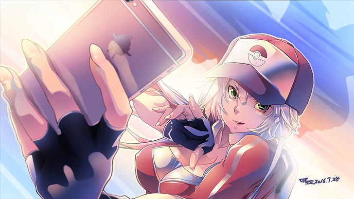pokemon go, anime girl, telefon, anime, HD-Hintergrundbild