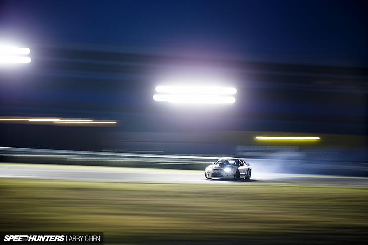Nissan Drift Smoke Lights HD, white racing car, cars, nissan, lights, smoke, drift, HD wallpaper
