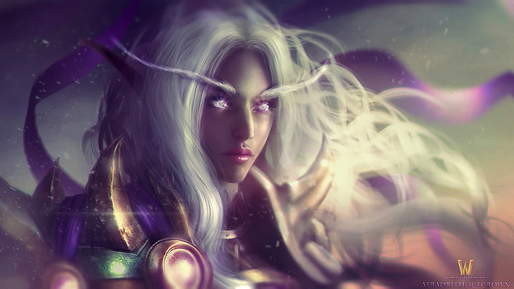 white-haired female character illustration, World of Warcraft, wow, art, elf, Icecrown, HD wallpaper