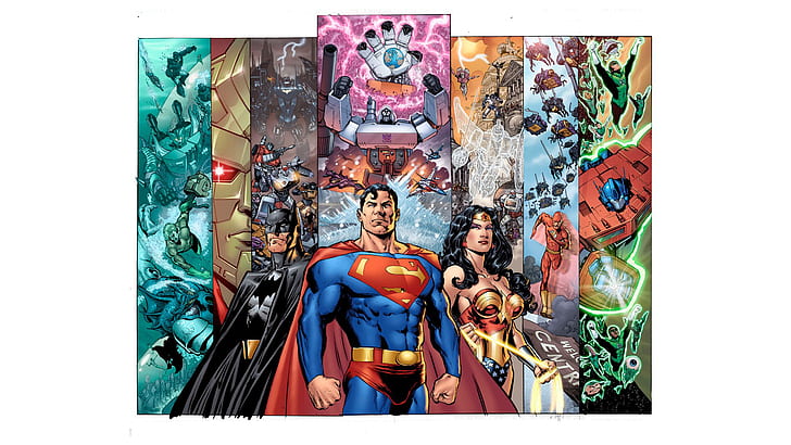 スーパーマンワンダーウーマンバットマングリーンランタンフラッシュジャスティスリーグHD、ジャスティスリーグ、漫画/コミック、グリーン、バットマン、リーグ、女性、スーパーマン、ランタン、ワンダー、フラッシュ、ジャスティス、 HDデスクトップの壁紙