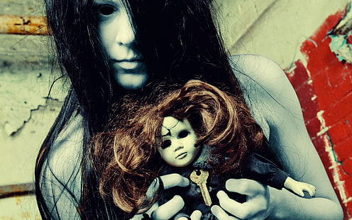 жуткий, темный, кукла, зло, призрак, хэллоуин, ужас, страшно, жуткий, игрушки, нежить, HD обои HD wallpaper