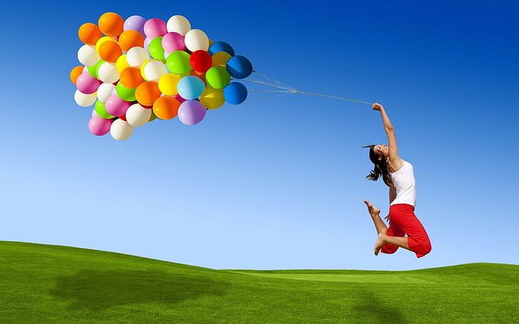 Enjoy Life, lot de ballons à l'hélium de couleurs assorties, Autre`` belle, vie, stock, profitez, Fond d'écran HD