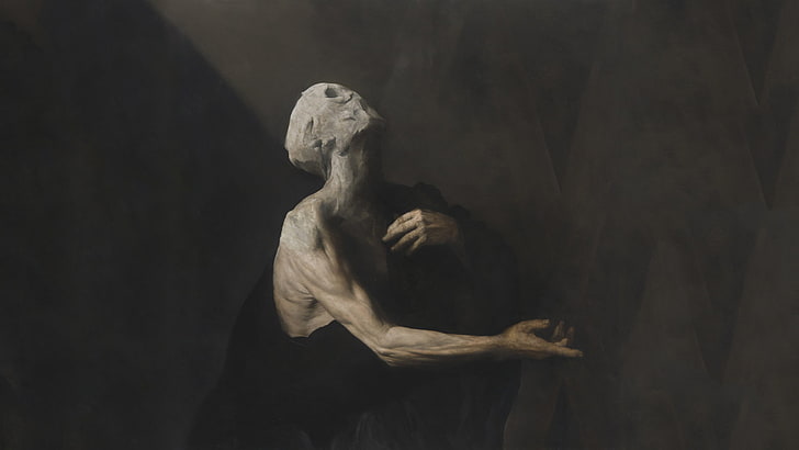 تمثال رجل عاري الصدر ، عمل فني ، رجال ، موت ، نيكولا ساموري ، لوكشيو أوكسيدنتال ، مخيف، خلفية HD