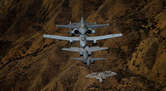 Kämpfer, Flug, F-22, F-16, F-15, A-10, HD-Hintergrundbild HD wallpaper