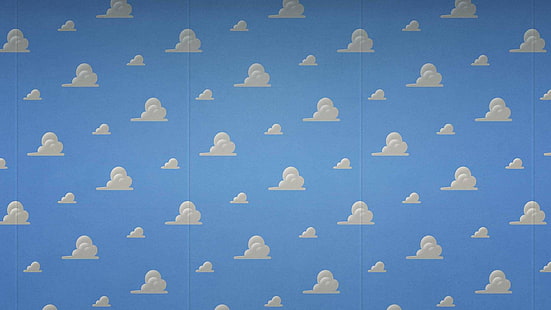 Andys sovrum från Toy Story HD, andy, sovrum, blå, moln, söt, leksakshistoria, HD tapet HD wallpaper