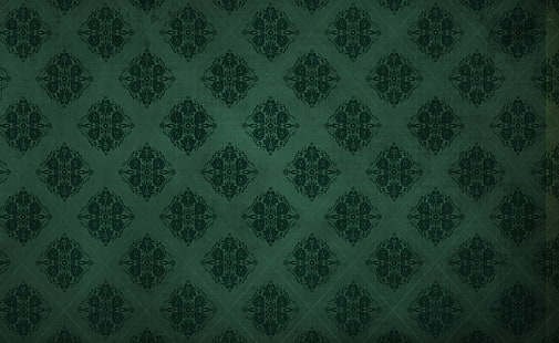 Fond damassé vert, couverture de tissu floral blanc et noir, Vintage, vert, fond, damassé, Fond d'écran HD HD wallpaper