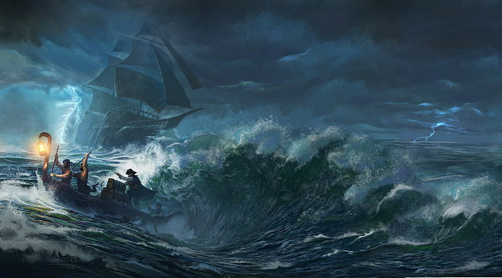 kapal perompak badai kapal laut, Wallpaper HD