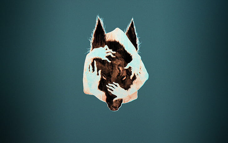 wallpaper digital serigala kepala hitam, serigala, Wallpaper HD