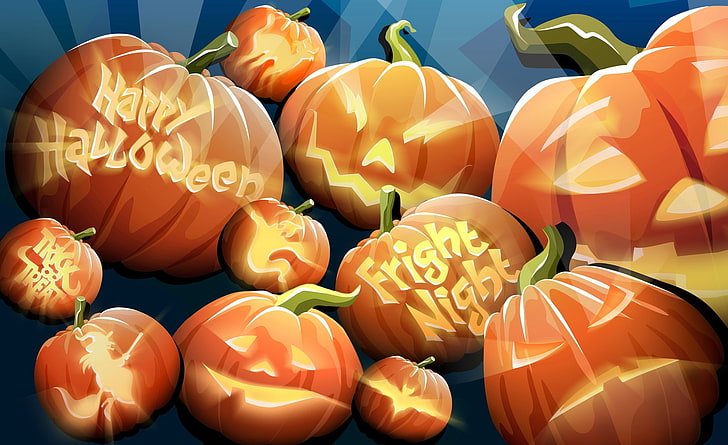 Orange Kürbisse Happy Halloween Night, Happy Halloween Kürbis Wallpaper, Feiertage, Halloween, Orange, Nacht, Happy, Kürbisse, Orange Kürbisse, Happy Halloween, HD-Hintergrundbild