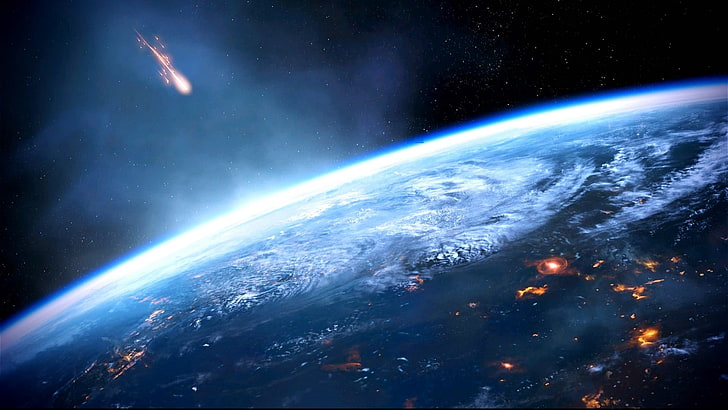 Planet Erde, Planet, Weltraum, Universum, Mass Effect 3, Mass Effect, digitale Kunst, Videospiele, Erde, HD-Hintergrundbild