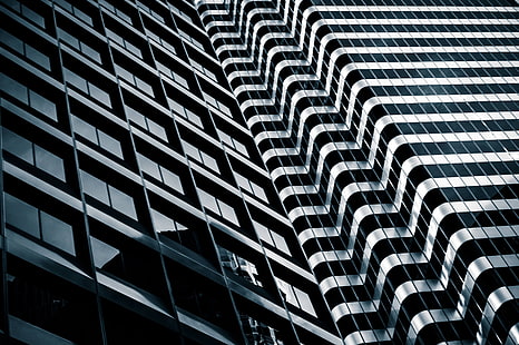 черно-белый коврик, здание, небоскреб, архитектура, HD обои HD wallpaper