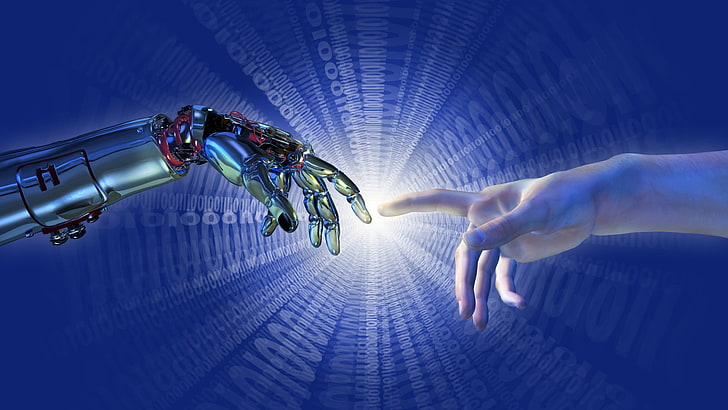أزرق ، ماء ، ضوء ، تكنولوجيا ، طاقة ، إنسان آلي ، سماء ، يد ، إنسان آلي ، ذكاء اصطناعي ، ذكاء، خلفية HD