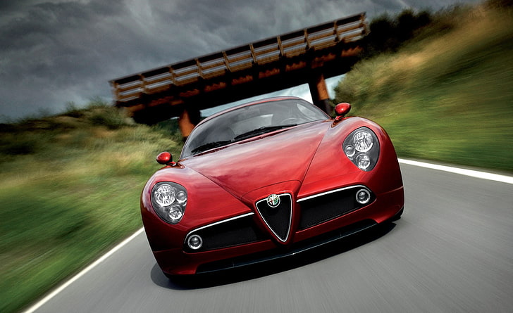 Alfa Romeo 8C Competizione, red ALFA ROMEO 8C, Cars, Alfa Romeo, red car, alfa romeo 8c competizione, 8c competizione, HD wallpaper