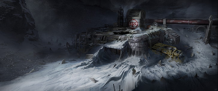 foto av industrifabrik, övergiven, snö, science fiction, Dead Space, videospel, Dead Space 3, HD tapet