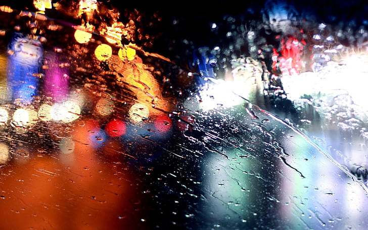 المطر والماء على الزجاج، خلفية HD