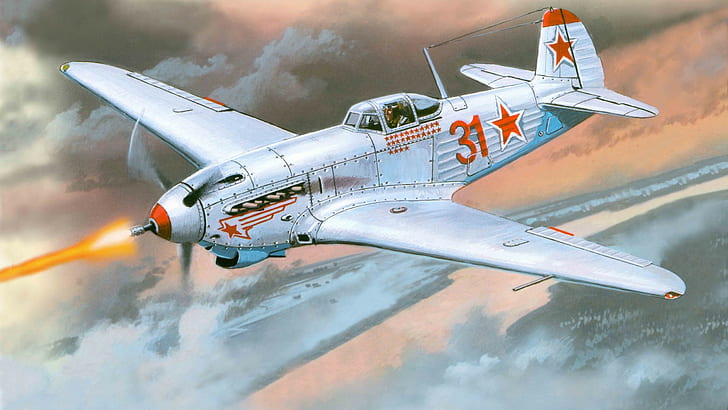 tentara, Yakolev Yak-9K, Pasukan Udara Soviet, pesawat militer, karya seni, Wallpaper HD